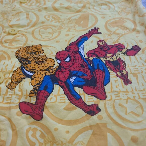 Marvel Heroes Button-Up Shirt Boys 7 Vintage Iron Man Spider-Man Wolverine - Picture 6 of 9